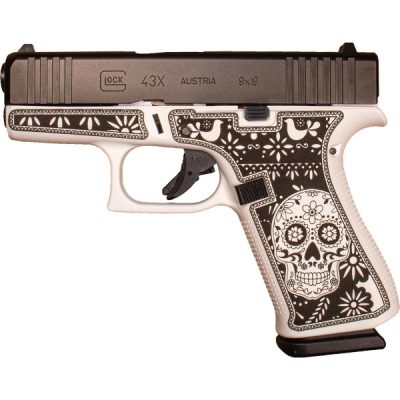 Glock 43X Sugar Skull Custom Engraved 9mm Pistol