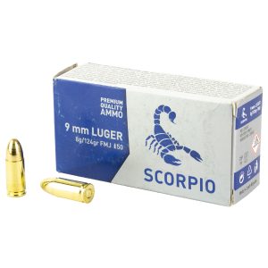 STV Scorpio 9mm 124 Grain, Full Metal Jacket, 50 Round Box Ammo