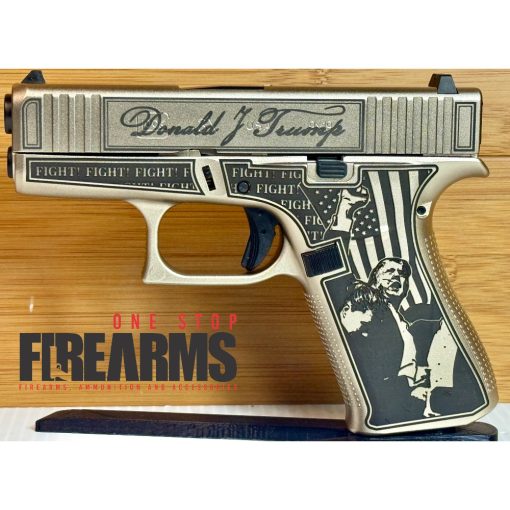 Glock 43x Custom Silver "Trump Fight" Trump 3.0 9mm Pistol