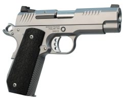 Ed Brown EVOKC9 1911 EVO KC9 9mm Luger 9+1 4" Barrel, Snakeskin Serrated Stainless Steel Bobtail Frame, Serrated Slide w/Recessed Slide Stop, Black G10 Grip
