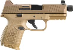 FN 66100781 509CT  Compact 9mm Luger 10+1, 4.32" Black Steel Threaded Barrel, Flat Dark Earth PVD Optic Cut/Serrated Stainless Steel Slide, Flat Dark Earth Polymer Frame w/Picatinny Rail, Ambidextrous