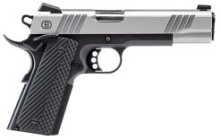 Bersa B19117050SBBK B1911  Full Size Frame 45 ACP 8+1 5" Stainless Steel Barrel, Stainless Serrated Steel Slide, Black Stainless Steel Frame w/Beavertail, Black VZ Grip, Ambidextrous