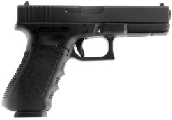 Glock UI1750203 G17 Gen3 Full Size Frame 9mm Luger 17+1 4.48" Black Steel Barrel, Matte Black Serrated Steel Slide, Black Polymer Frame w/Picatinny Rail, Black Texture Finger Groove Grip, USA Made