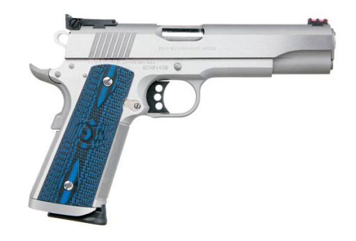Colt Gold Cup Trophy 9mm 5in stainless 1911 pistol with blue G10 grips