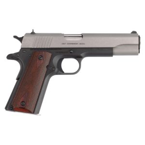 Colt 1911C two-tone .45 ACP 5-inch barrel with diamond-checkered rosewood grips