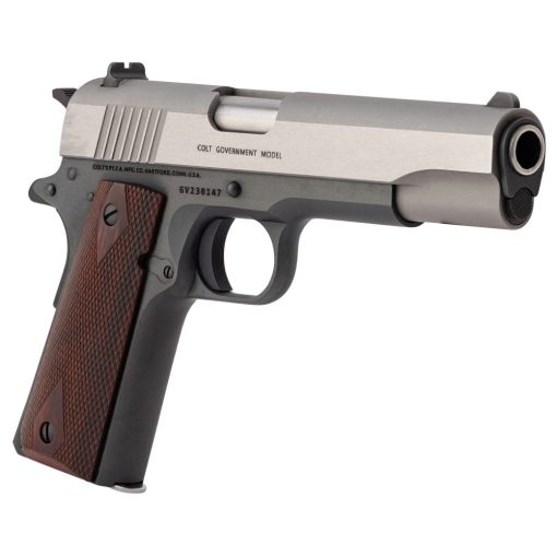 Colt 1911C two-tone .45 ACP 5-inch barrel with diamond-checkered rosewood grips