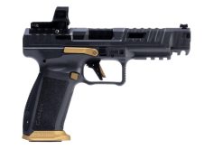 Canik SFX Rival 9mm 5" Barrel Gray/Gold 18+1 MO2 Optic