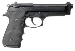 Beretta 92FS Brigadier 9mm with black serrated slide and black stippled rubber grip