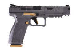 Canik SFx Rival Gray 9mm 5" Full Size Pistol Gold Accents 18 Rd