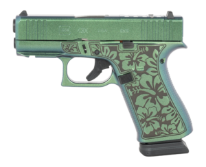 Glock 43X Lime Green Black Flowers 9mm 15Rd Custom Pistol